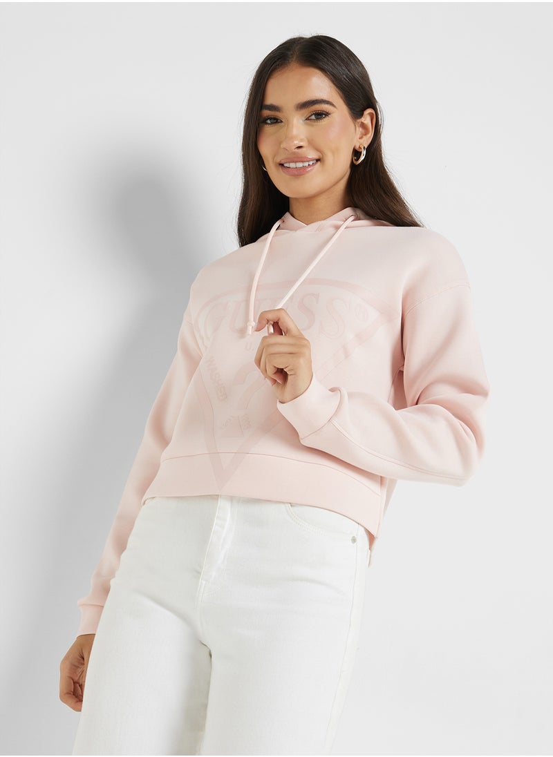 GUESS Logo Detail Hooded Sweatshirt  - Image 1