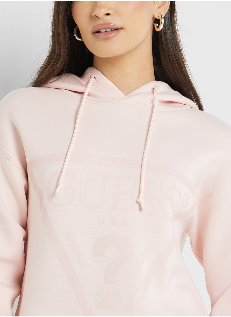 GUESS Logo Detail Hooded Sweatshirt  - Image 3