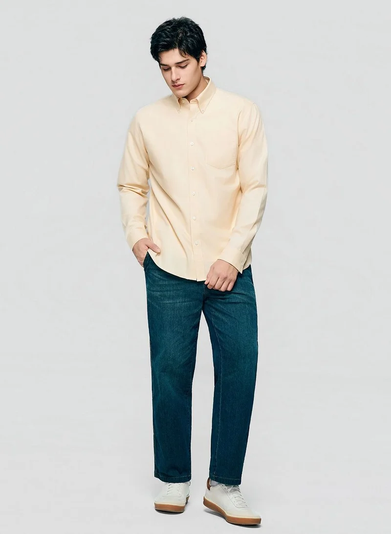 جيوردانو Men’s Cotton Long-Sleeve Wrinkle-Free Shirt