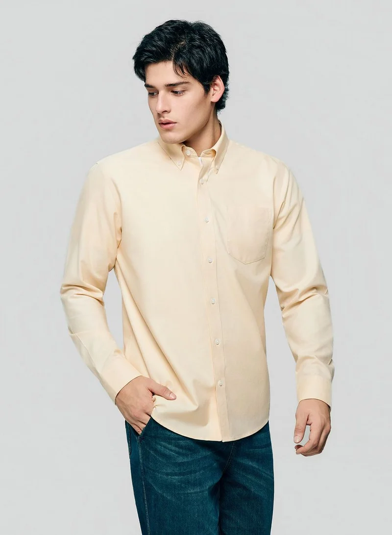 جيوردانو Men’s Cotton Long-Sleeve Wrinkle-Free Shirt