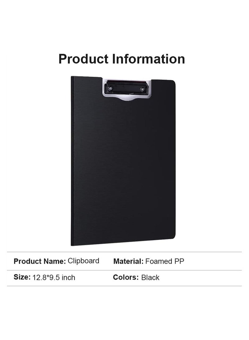 SYOSI Clipboard, Classic Clipboards Plastic Clip Board A4 Folding Document Folder For Office Nursing Teacher Student Stationery Test, A4 Size 9 x 12.5 Inch With Low Profile Metal Clip (Black)  - Image 3