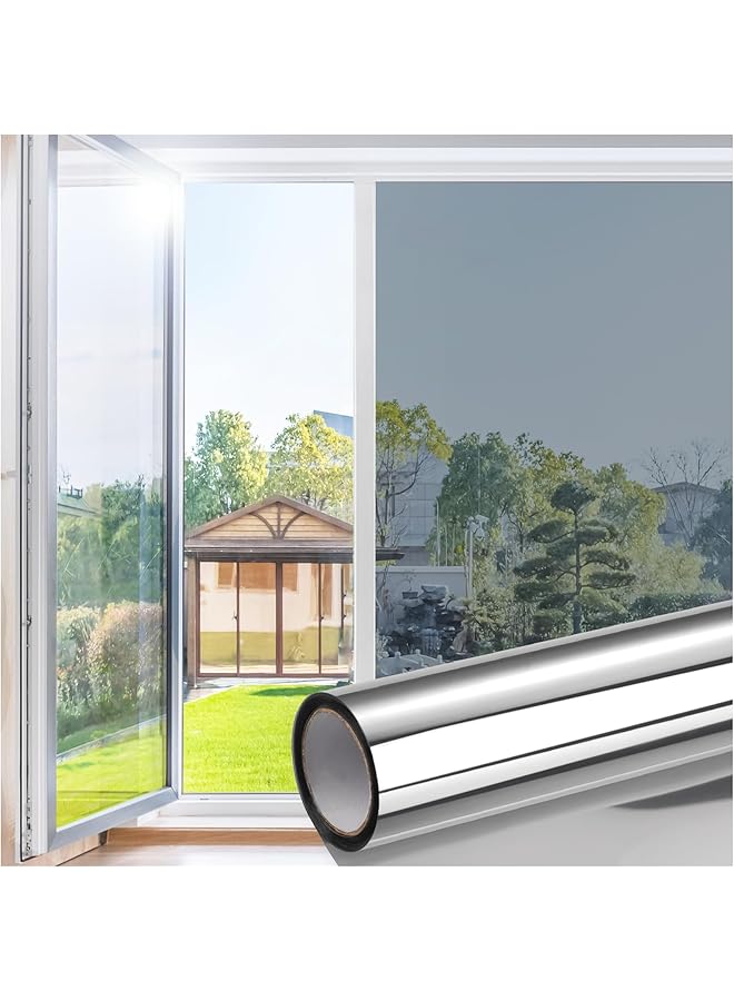 The Bros One Way Mirror Window Film Heat Control Solar Reflective Windows Tint Anti-Uv Films Daytime Privacy Glass Sticker for Office and Home (17.5 X 78.7 inches) - Image 1