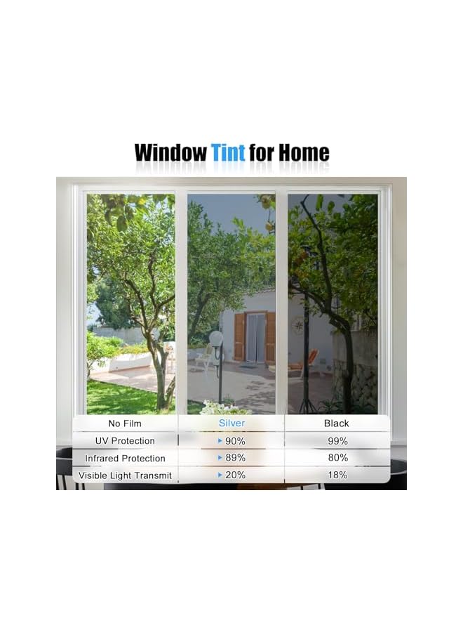 The Bros One Way Mirror Window Film Heat Control Solar Reflective Windows Tint Anti-Uv Films Daytime Privacy Glass Sticker for Office and Home (17.5 X 78.7 inches) - Image 5