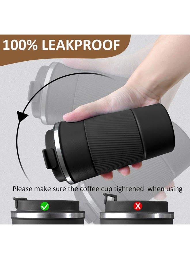 ATZNZIK 4 Pack Insulated Coffee Mug with Lid 12oz Travel Coffee Tumbler Stainless Steel Reusable Coffee Cups Thermal Coffee Mug for Hot and Iced Cold Drinks, Black - Image 4
