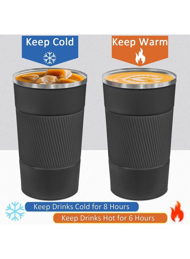 ATZNZIK 4 Pack Insulated Coffee Mug with Lid 12oz Travel Coffee Tumbler Stainless Steel Reusable Coffee Cups Thermal Coffee Mug for Hot and Iced Cold Drinks, Black - Image 5