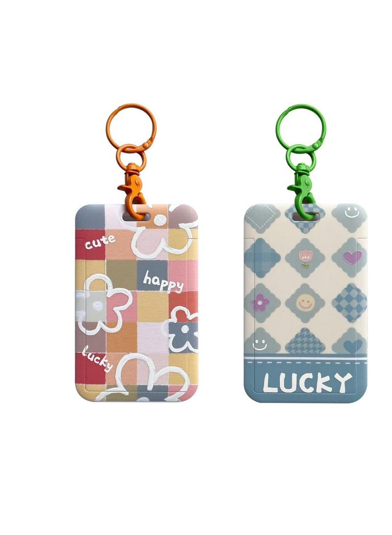 Generic Kpop Photocard Holder, Kpop Keychain for Photo, Keychain Picture Holder, Photocard Sleeves, Oil Painting Flower Bus Card Protective Cover, for Student Meal Card, Campus Access Card, Subway Card 2Pcs  - Image 1