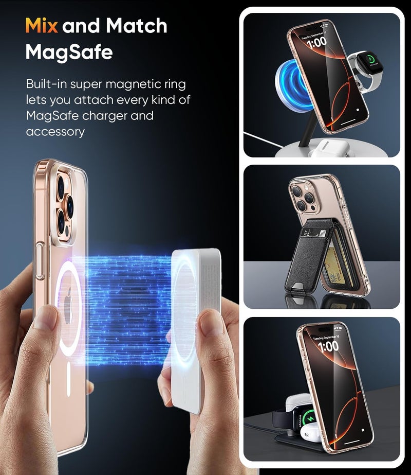 SUCGLES for iPhone 16 Pro Max Case with MagSafe, N56 Strong Magnet, 12FT Drop Protection, Anti-Yellowing Magnetic Slim Case (Crystal Clear) - Image 3