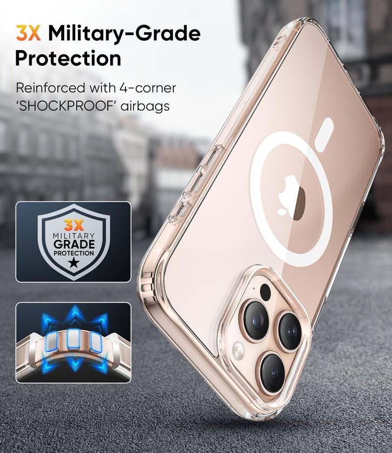 SUCGLES for iPhone 16 Pro Max Case with MagSafe, N56 Strong Magnet, 12FT Drop Protection, Anti-Yellowing Magnetic Slim Case (Crystal Clear) - Image 4