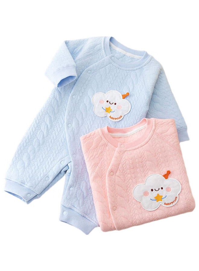 Babyprints Baby Romper Autumn And Winter Baby Jumpsuit With Cotton Padding Warm Underwear Soft Comfortable Thickened Crawling Suit Blue 90 - Image 3