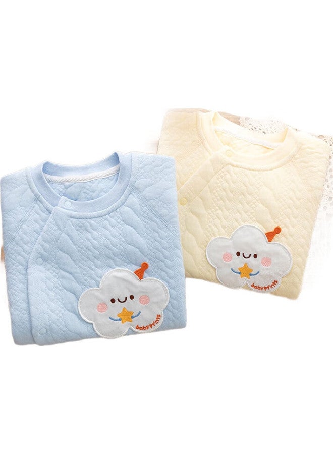 Babyprints Baby Romper Autumn And Winter Baby Jumpsuit With Cotton Padding Warm Underwear Soft Comfortable Thickened Crawling Suit Blue 90 - Image 2