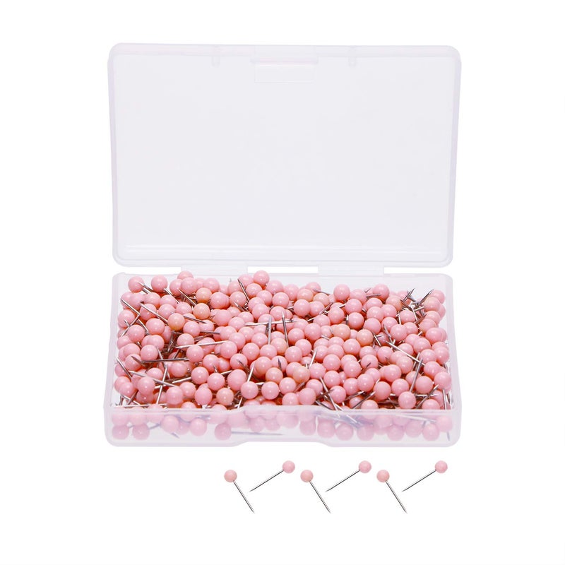 Tupalizy Tupalizy 18 Inch Small Round Ball Head Decorative Push Pins Map Thumb Tacks for Travel Map Art Picture Photo Canvas Bulletin Cork Board Wall DIY Craft Home School Office Use 500PCS Light Pink