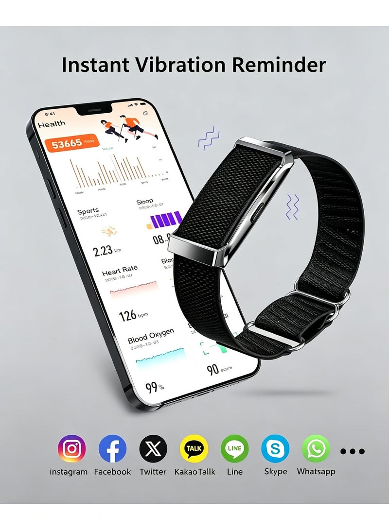 HPMY Screenless Wearable Fitness Tracker, Sleeping and Fitness Wristband with Heart Rate Monitor, Smart Activity Tracker for Men & Women - Black - Image 4