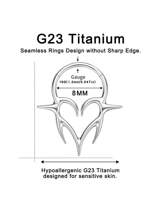 VOJO G23 Titanium 16G Septum Ring Daith Piercing Earrings Jewelry Tragus Helix Nose Rings for Women, 16G 8/10mm, Titanium, no gemstone - Image 4