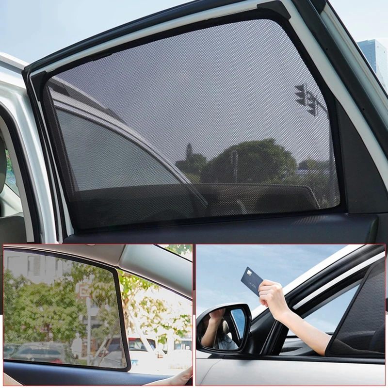 واقي شمس لنافذة السيارة مصمم خصيصًا لفولفو XC90 2014-2024 - تركيب فوري بمغناطيس يمنع 99% من الأشعة فوق البنفسجية - ستارة خصوصية شبكية مسامية للاستخدام في المقعد الخلفي للمركبة - Image 5