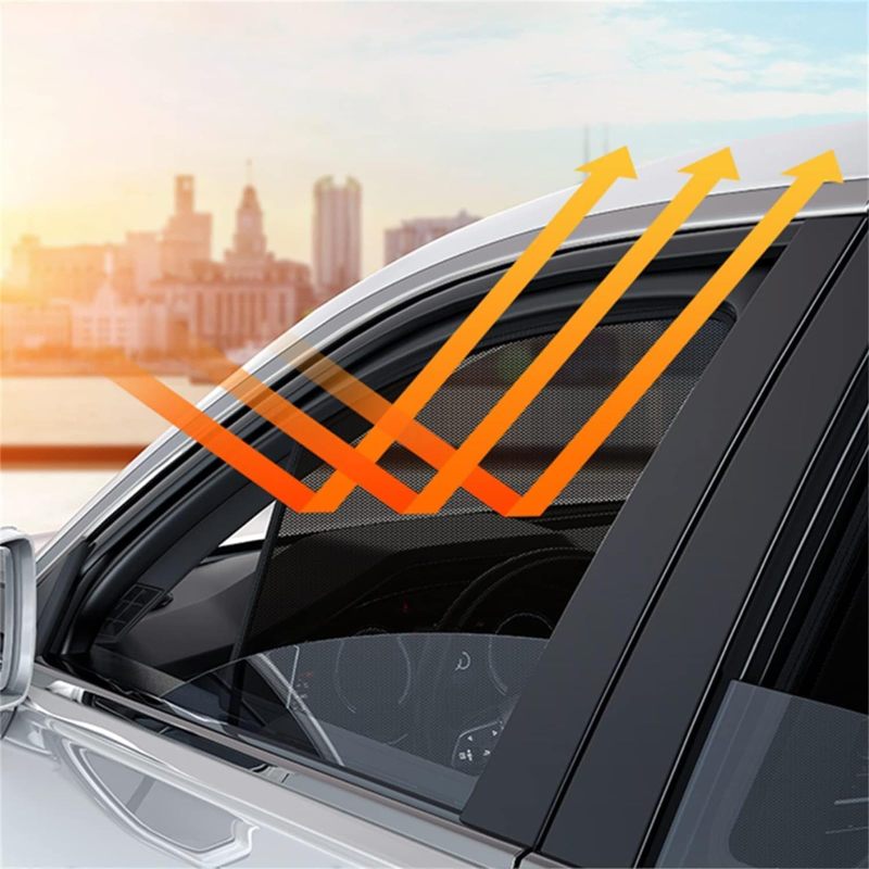 واقي شمس لنافذة السيارة مصمم خصيصًا لفولفو XC90 2014-2024 - تركيب فوري بمغناطيس يمنع 99% من الأشعة فوق البنفسجية - ستارة خصوصية شبكية مسامية للاستخدام في المقعد الخلفي للمركبة - Image 4