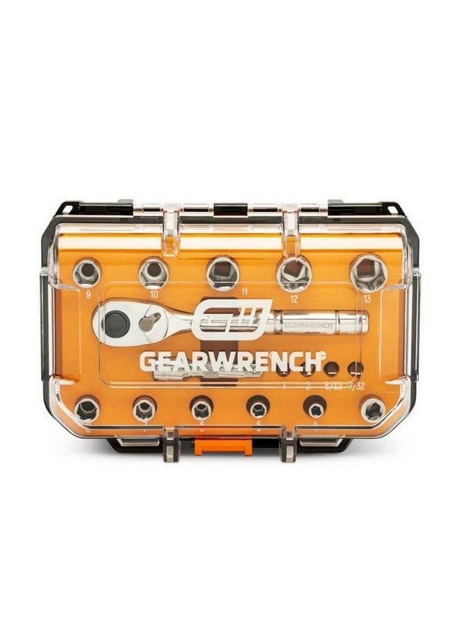 GearWrench 17-Piece 72-Tooth 6-Point Metric Mechanics Tool Set Silver 1/4 Inch GWSWS14MM17 - Image 1