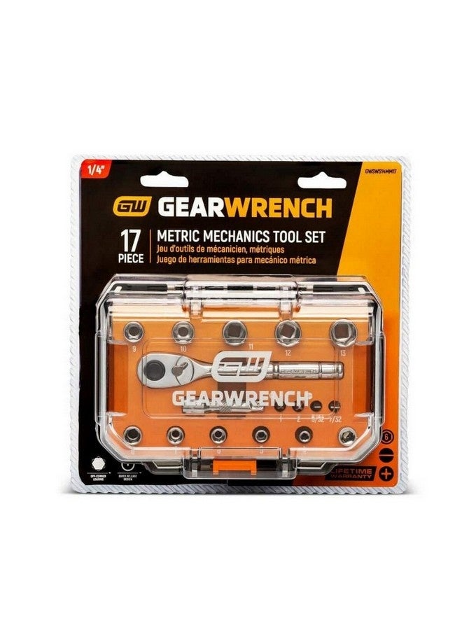GearWrench 17-Piece 72-Tooth 6-Point Metric Mechanics Tool Set Silver 1/4 Inch GWSWS14MM17 - Image 2