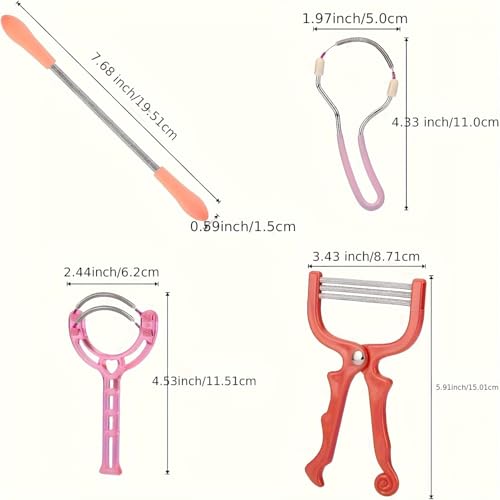MAYCREATE® 4Pcs Facial Hair Removal Tools for Women, Spring-Type & Tweezer/Frame Epilators for Peach Fuzz, Upper Lip Hair & Sideburns Gentle and Precise Facial Hair Remover for Smooth Skin - Image 2