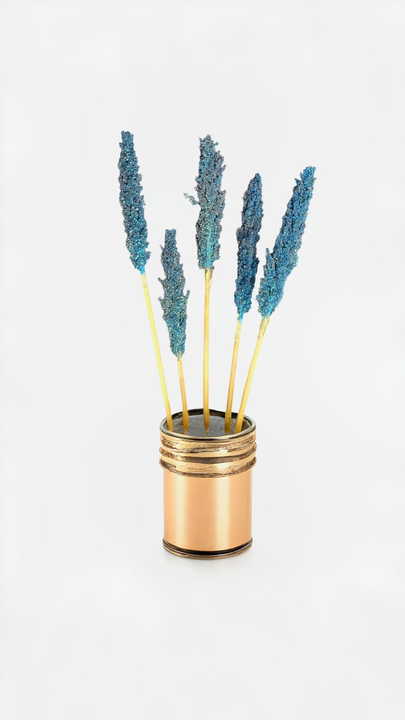 RUKDA® Dried Blue Sorghum Flower || Decoration Dried Flower Sheaves || Flower Dry Grass Bouquet for Wedding Table centerpieces Decoration, Home Decoration, Office Decoration, etc - 5pcs - Image 2