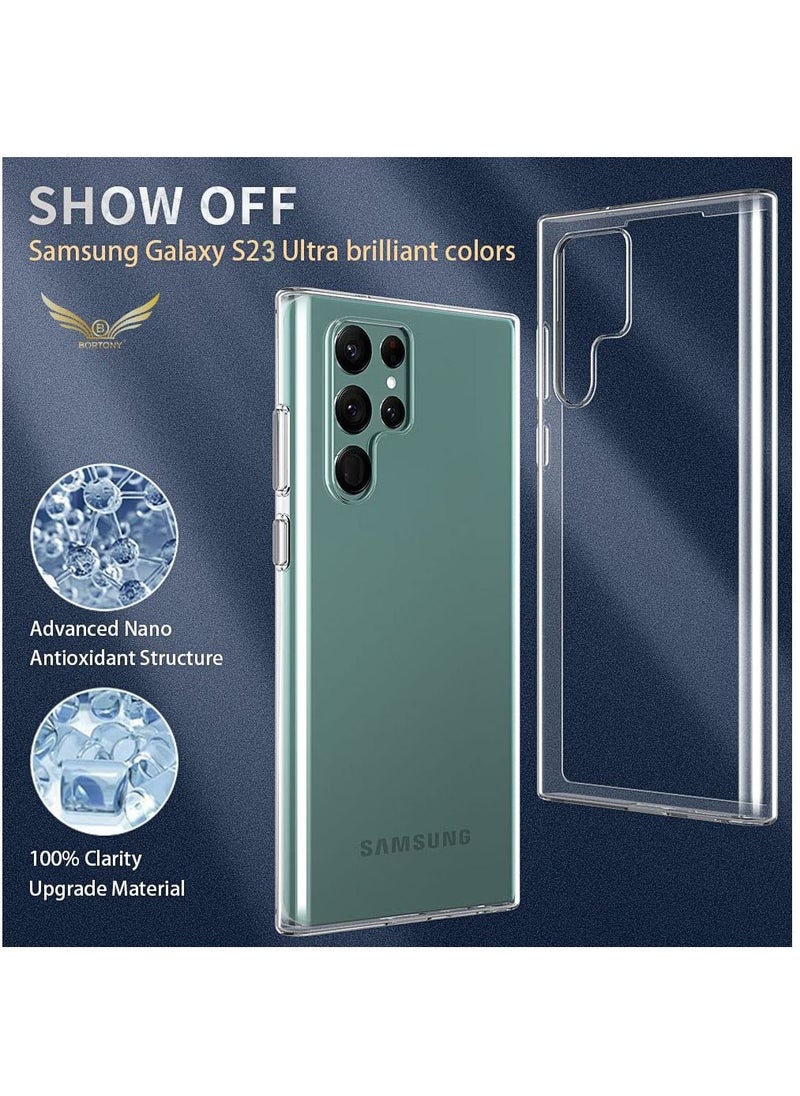 BORTONY S23 Ultra Case Crystal Clear Non Yellowing Anti Scaratch Flexible Soft Gel Rubber Cover Compatible with Samsung Galaxy S23 Ultra 6.8 Inch  - Image 2