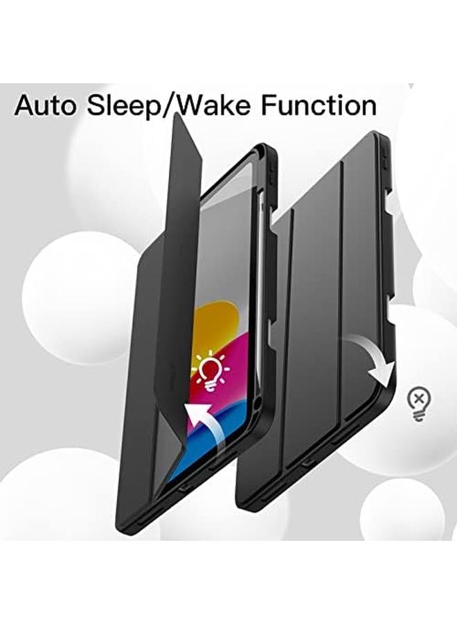 جي تيك حافظة لجهاز ايباد 10 10.9 انش موديل 2022 الجيل العاشر مع حامل قلم، غطاء رفيع للكمبيوتر اللوحي مع ظهر ناعم من مادة TPU مع خاصية الاستيقاظ التلقائي باللون الأسود - Image 5