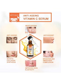 FGHJ 20% Vitamin C Serum For Face Anti Aging & Wrinkle Facial Serum With Hyaluronic Acid Retinol Boost Skin Collagen Hydrate Serum For Dark Spots Fine Lines 1 Fl Oz  - Image 4