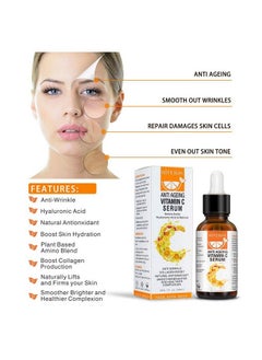 FGHJ 20% Vitamin C Serum For Face Anti Aging & Wrinkle Facial Serum With Hyaluronic Acid Retinol Boost Skin Collagen Hydrate Serum For Dark Spots Fine Lines 1 Fl Oz  - Image 3