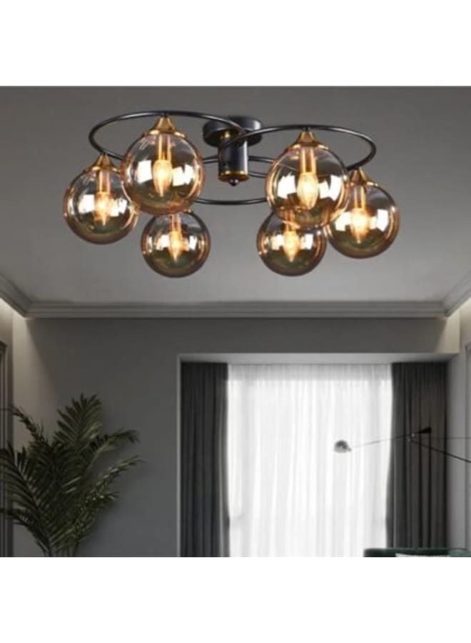 Wahag Chandelier Amber Ring Bulb Type: 6 x Decorative (Bulbs Not Included)  - Image 1