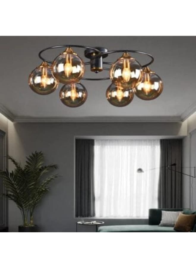 Wahag Chandelier Amber Ring Bulb Type: 6 x Decorative (Bulbs Not Included)  - Image 3