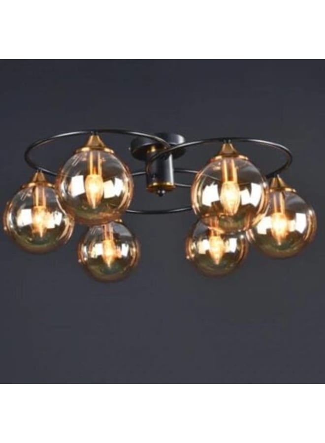Wahag Chandelier Amber Ring Bulb Type: 6 x Decorative (Bulbs Not Included)  - Image 5