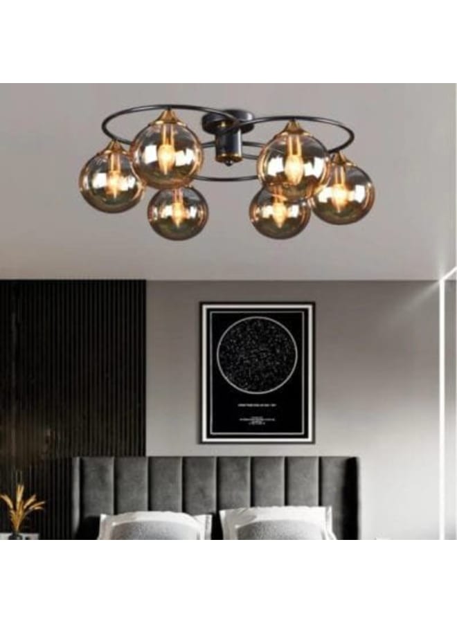 Wahag Chandelier Amber Ring Bulb Type: 6 x Decorative (Bulbs Not Included)  - Image 2