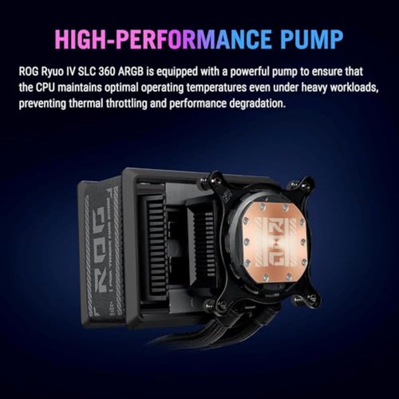 ROG Ryuo IV SLC 360 ARGB Gaming CPU Liquid Coler High-Performance Pump 6.67 2K AMOLED Display Pre-Installed Daisy-Chained Fans Aura Fan Edge Compatible with AM5 AM4 LGA 1851 1700 Black - Image 3
