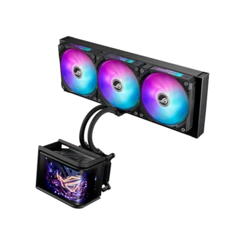 ROG Ryuo IV SLC 360 ARGB Gaming CPU Liquid Coler High-Performance Pump 6.67 2K AMOLED Display Pre-Installed Daisy-Chained Fans Aura Fan Edge Compatible with AM5 AM4 LGA 1851 1700 Black - Image 1