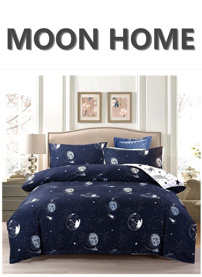 MOON HOME - King/Queen/Single size Soft and Breathable Microfiber Hypoallergenic Beautiful Design Duvet Cover Set ,set includes 1 Comforter Cover, 1 Fitted Bedsheet, 4 Pillowcases - Image 1
