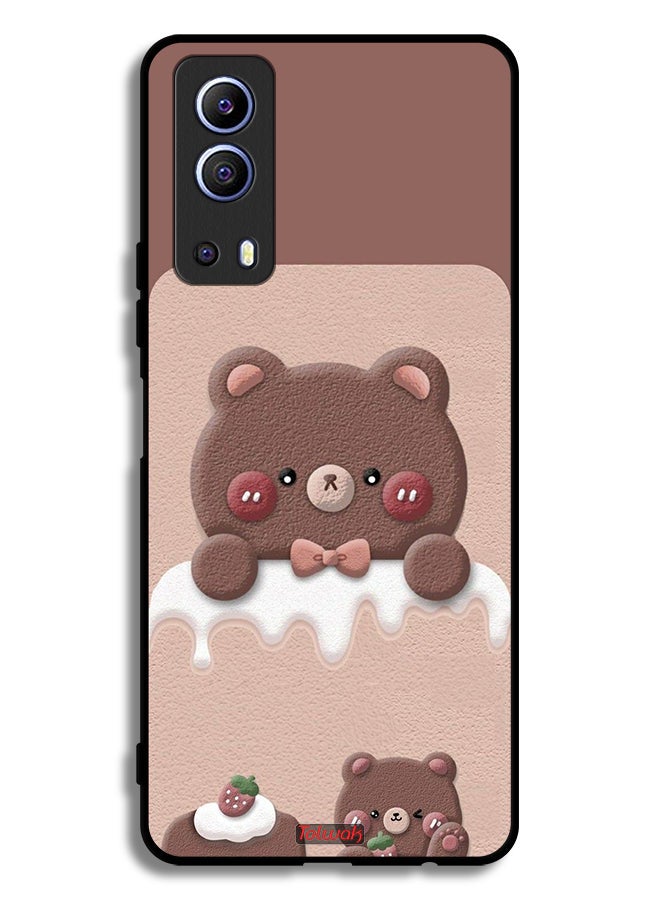 Tolwak Vivo Y72 5G Protective Case Cover Bear Strawberry - Image 2