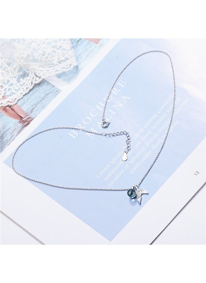 yongsheng Crystal Studded Mermaid Pendant Necklace， Mermaid Tail Pendant Necklace for Women Fashion Jewelry Gifts  - Image 3