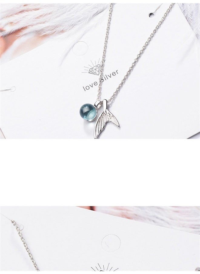 yongsheng Crystal Studded Mermaid Pendant Necklace， Mermaid Tail Pendant Necklace for Women Fashion Jewelry Gifts  - Image 5