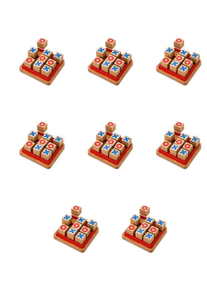 SHOPMEFAST Wooden Tic Tac Toe Game, Mind Challenging Cross & Zero Family Board Game for Kids & Adults, Birthday Return Gift (Pack of 8) - Image 1