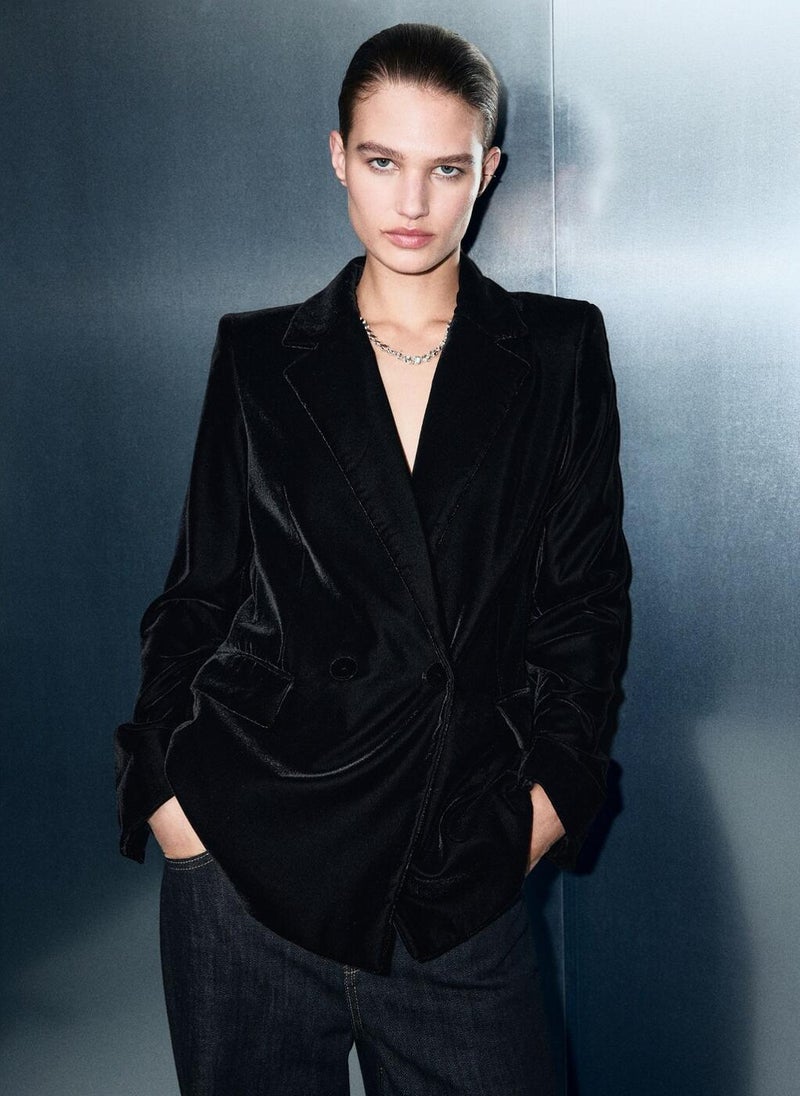 MANGO Double-breasted velvet jacket - Image 1