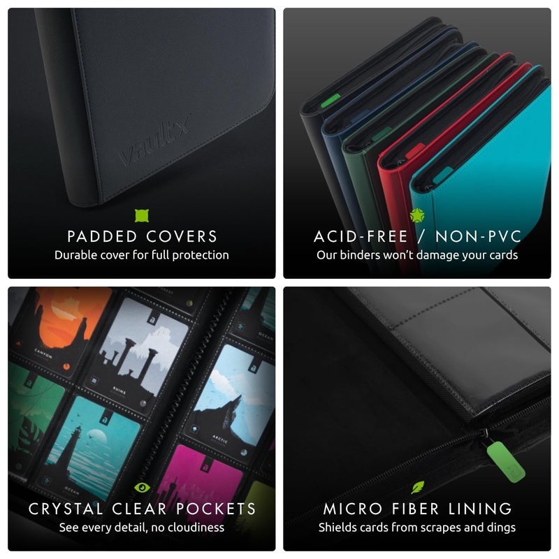 Vault X 12 Pocket Trading Card Zip Binder, 480 Cards, Premium Exo-Tec Album Material, 20 Side-Loading Pages, Folder, Sports, TCG (Black) - Image 5