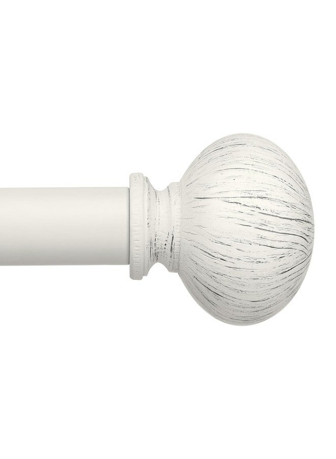 Wolistsa White Curtain Rods for Windows 48 to 84 Inch, Adjustable Decorative 1 Inch Boho Farmhouse Curtain Rod, Heavy Duty Vintage Rustic Drapery Pole with Antique White Lightning Texture Round Finial - Image 1