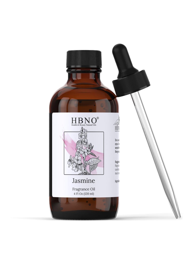 hbno HBNO California Bottled Jasmine Fragrance Oil 4 fl oz (120 ml) - Premium Jasmine Oil (Fragrance) for Aromatherapy - Jasmine Fragrance Oil for Diffuser and Candle Making  - Image 1