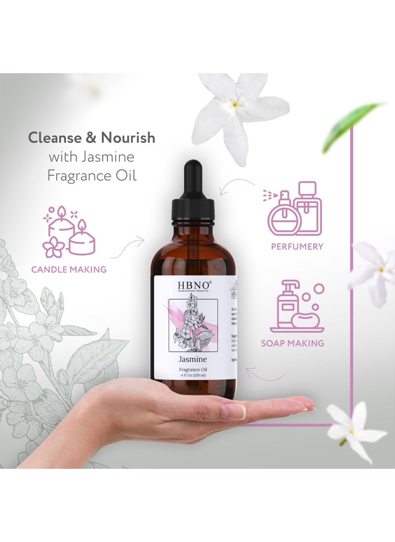 hbno HBNO California Bottled Jasmine Fragrance Oil 4 fl oz (120 ml) - Premium Jasmine Oil (Fragrance) for Aromatherapy - Jasmine Fragrance Oil for Diffuser and Candle Making  - Image 2