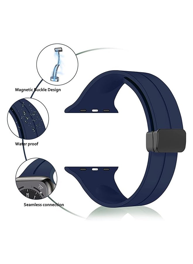 O Ozone Sport Band For Samsung Galaxy Watch 8 40mm/44mm/Classic 46mm , Soft Silicone Strap with Magnetic Buckle for Men Women-  Dark Blue - Image 2