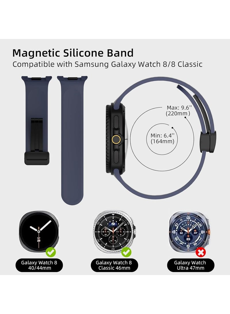 O Ozone Sport Band For Samsung Galaxy Watch 8 40mm/44mm/Classic 46mm , Soft Silicone Strap with Magnetic Buckle for Men Women-  Dark Blue - Image 2
