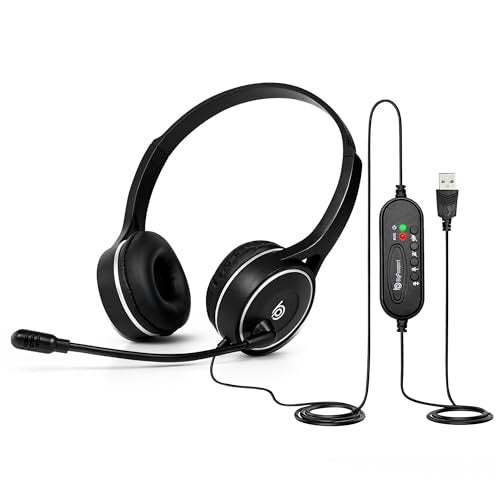 BigPassport USB Headphone with Noise Cancellation Mic | Light Weight Wired Headset for Online Meetings & Office Calls | USB Headphones for PC & Laptop | Model: Pro-Tech 630 (Black) - Image 1