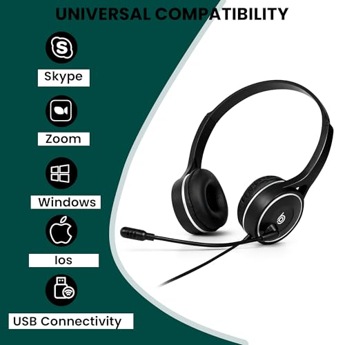 BigPassport USB Headphone with Noise Cancellation Mic | Light Weight Wired Headset for Online Meetings & Office Calls | USB Headphones for PC & Laptop | Model: Pro-Tech 630 (Black) - Image 5