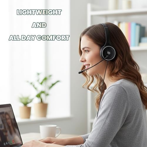 BigPassport USB Headphone with Noise Cancellation Mic | Light Weight Wired Headset for Online Meetings & Office Calls | USB Headphones for PC & Laptop | Model: Pro-Tech 630 (Black) - Image 2