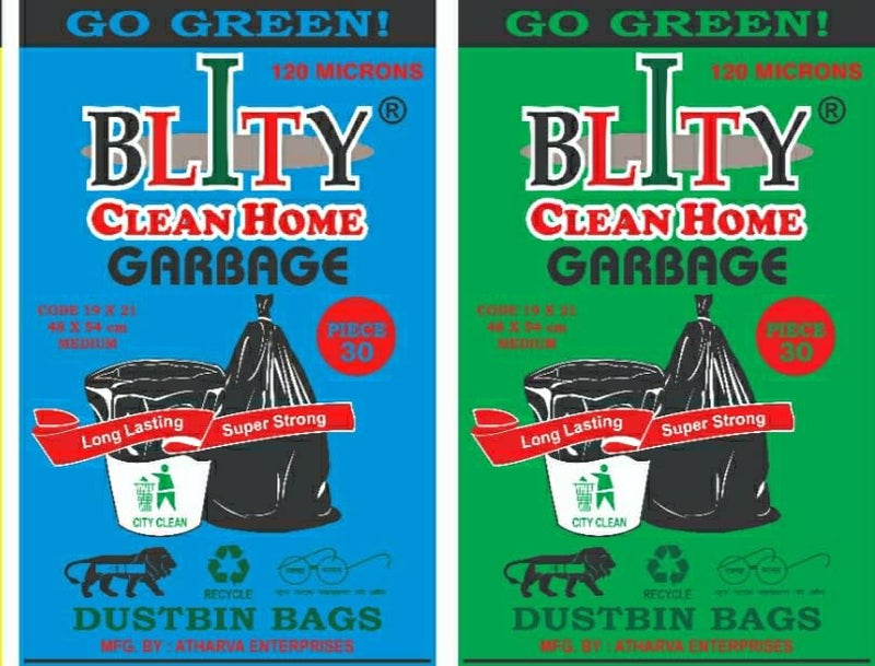 BLITY Garbage Bags (Medium) - 180 pcs of Bags | (19 X 21 inch) Medium Size Bags for Dry and Wet Waste (90 Pcs Blue and 90 pcs Green) (Blue Green 6 Pack) - Image 1