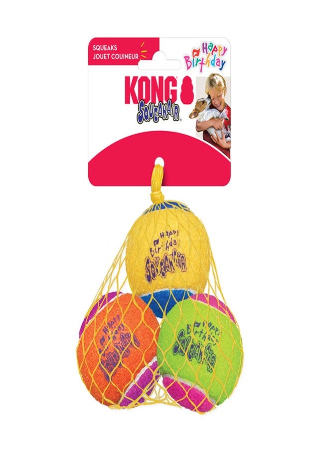 كونج كرات عيد الميلاد KONG - SqueakAir (عبوة من 3 كرات) - لعبة جلب متينة وغير كاشطة مع صفارة مدمجة، ألوان متنوعة (عبوتين) - Image 4